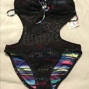 OP OCEAN PACIFIC MEDIUM BATHING SUIT SWIMSUIT BANDEAU MONOKINI ONE PIECE MEDIUM